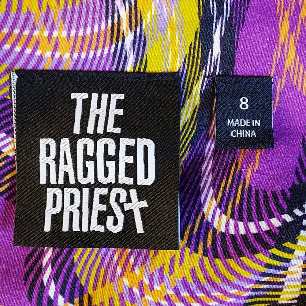 The Ragged Priest Multicolored Wavy Plaid Low Rise Mini Skirt w/ Matching Belt - Picture 7 of 9